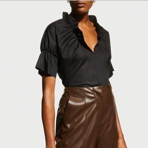 Finley Crosby Black Silky Poplin Top Shirt - RUNS LARGE